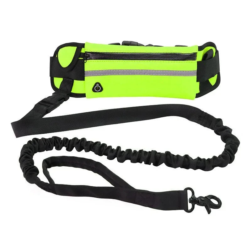 Hands Free Reflective Dog Leash With Waist Bag Retractable Belt