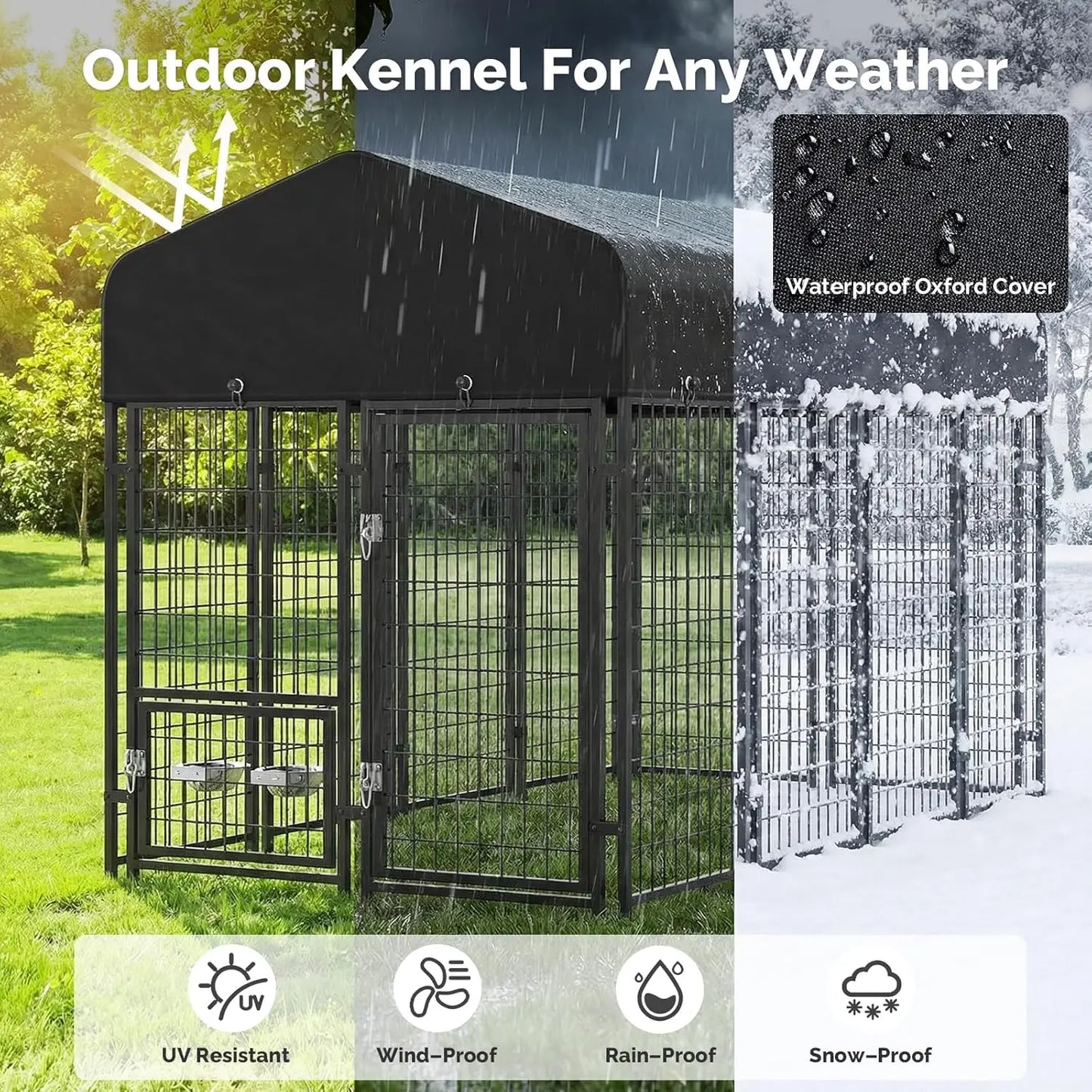 Heavy Duty Outdoor Dog Kennel With Roof Weather Resistant