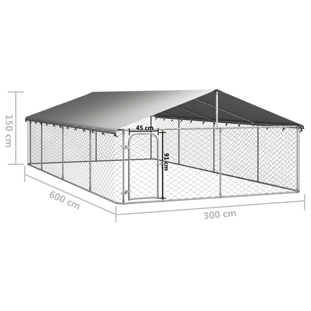 NONEM Galvanized Outdoor Dog Kennel With Roof For Pets