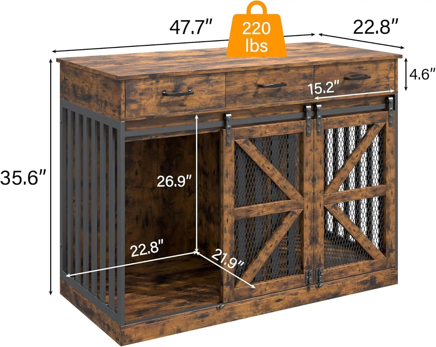 Kepptory 2 In 1 Convertible Dog Crate With Removable Divider