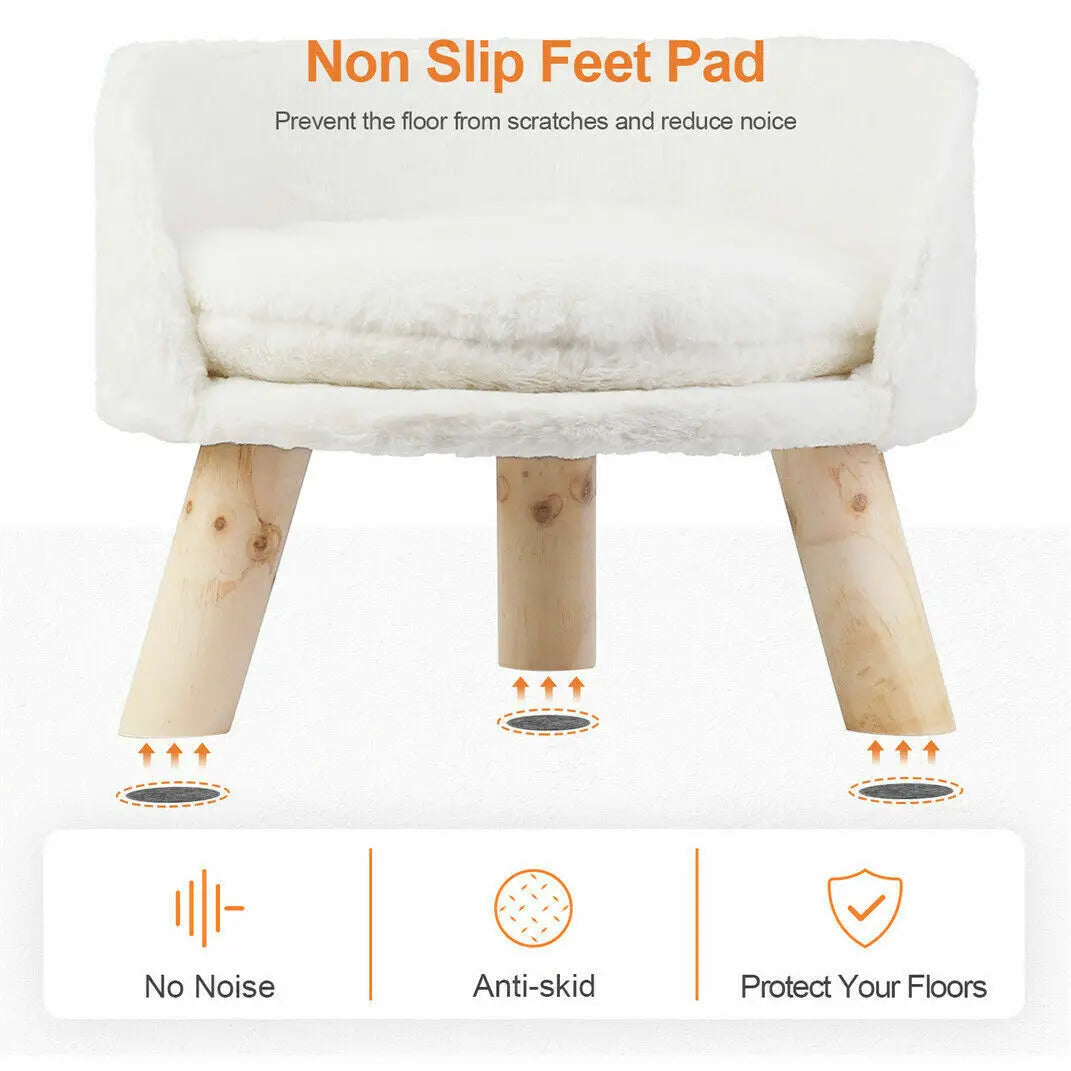 NONECN Luxury Soft Cat Bed Plush Cushion And Wood Legs