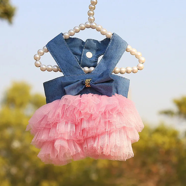 Dog Summer Dress Lace Stripe Skirt Pet Clothing