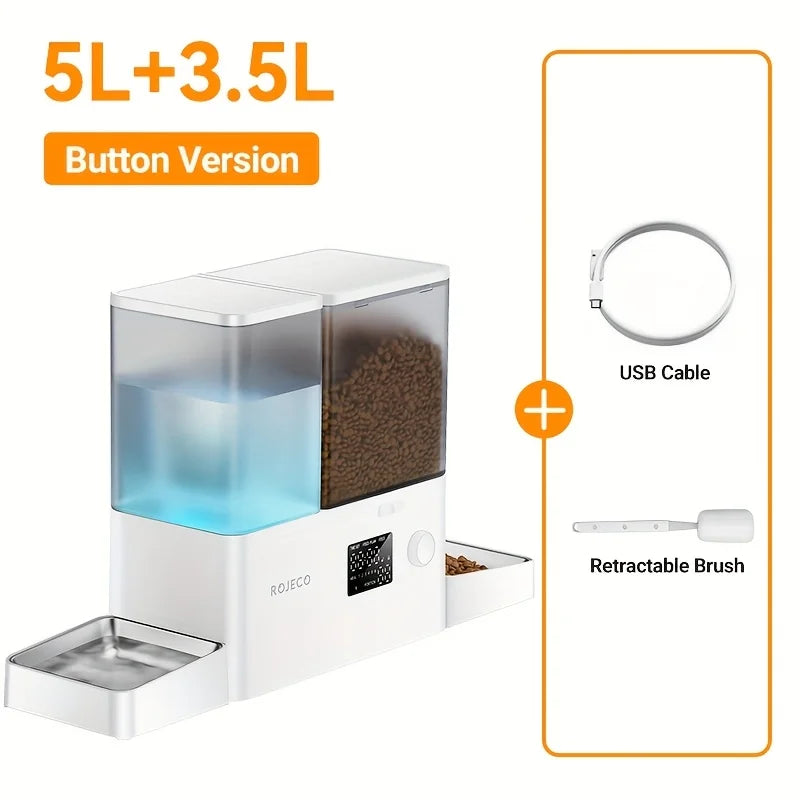 Automatic Pet Feeder And Water Fountain For Dogs And Cats With Stainless Bowl