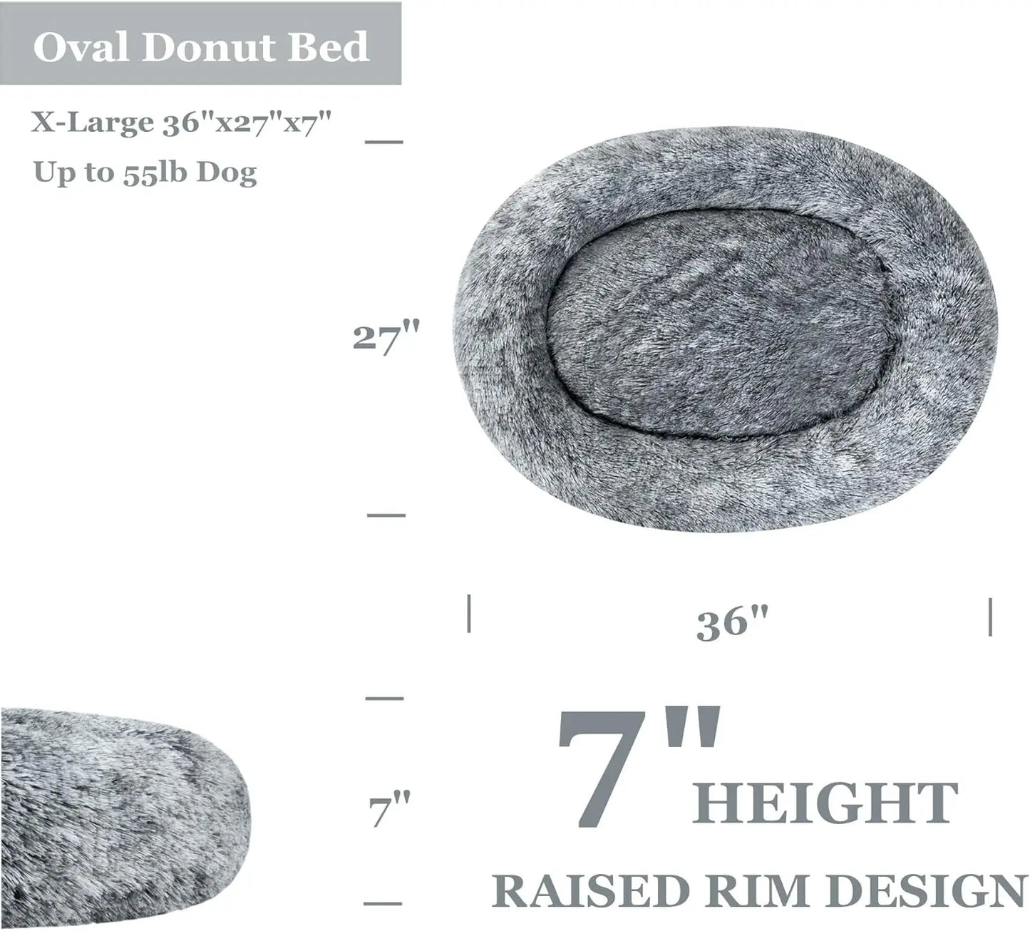 Oval Calming Donut Cuddler Bed Washable Faux Fur For Pets