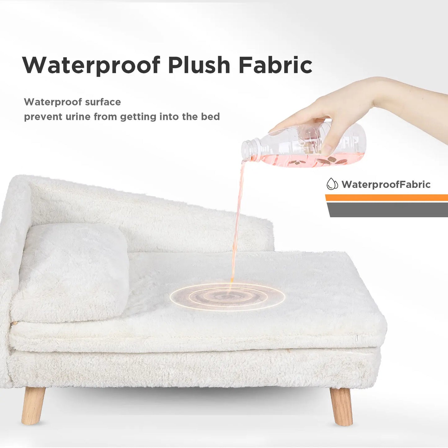 NONECN Elevated Pet Bed With Solid Wood Legs Plush Cushion