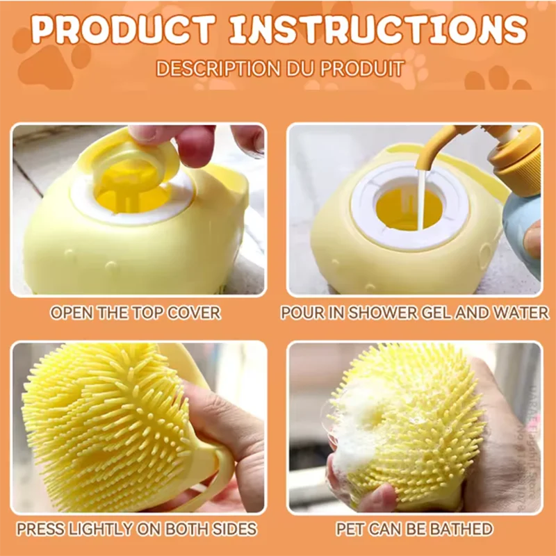 Pet Bath Massage Brush Silicone Soft Grooming Tool For Pets