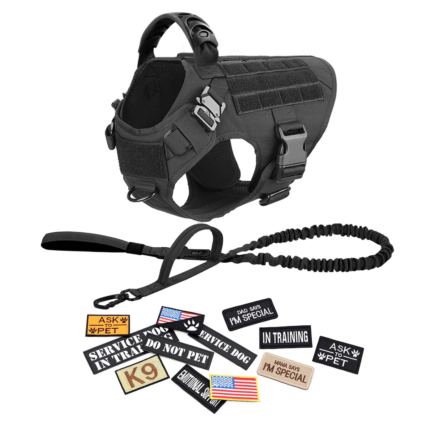 Petravel Military Dog Harness Vest Set For Malinois