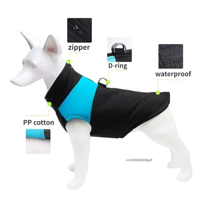 Waterproof Warm Dog Coat Winter Padded Jacket With Zipper