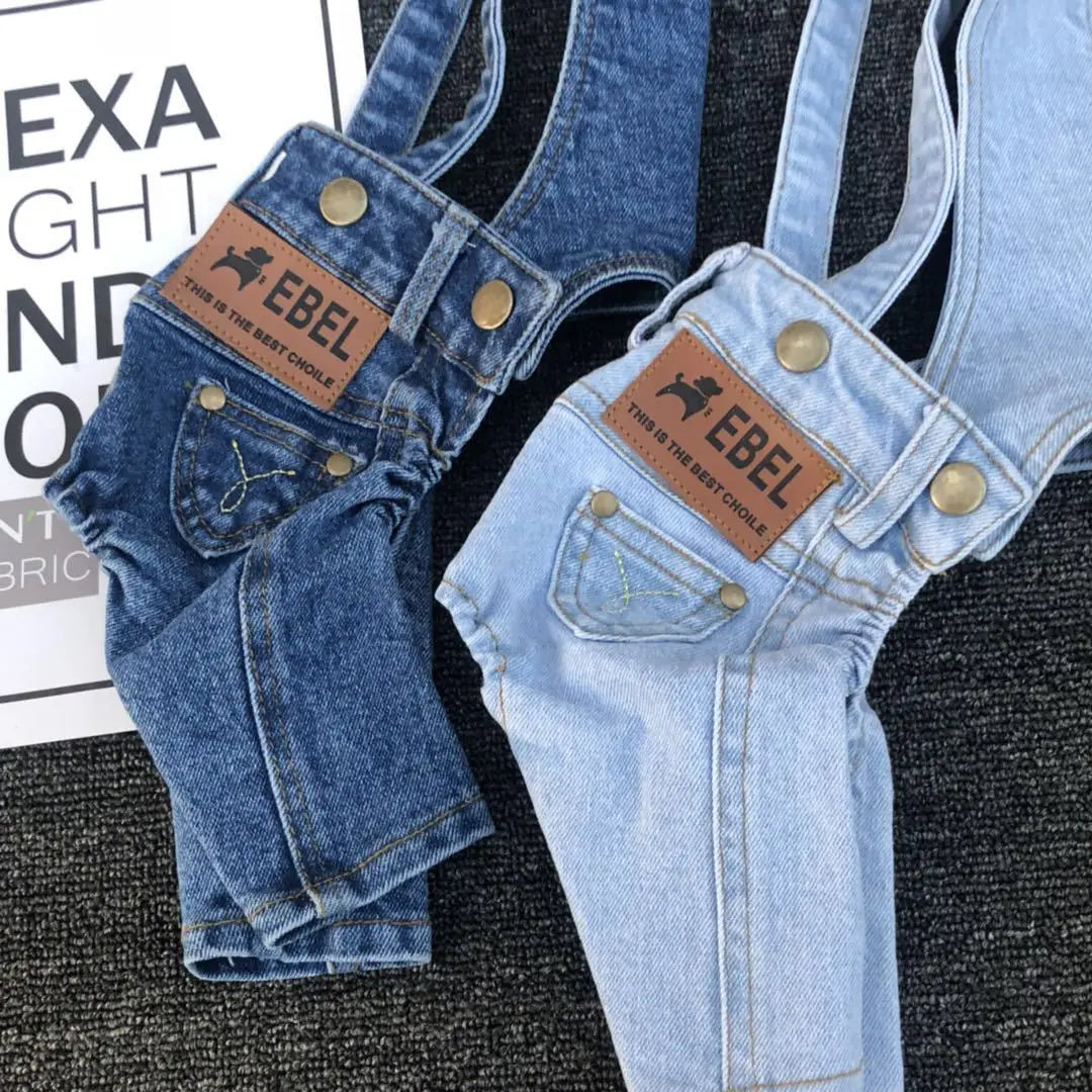 Denim Dog Overalls For Pets Cowboy Vest Costume Set
