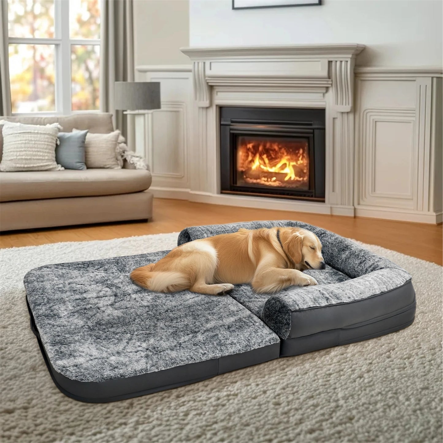 BINGOPAWC Orthopedic Dog Bed Plush Calming Sleep With Cover