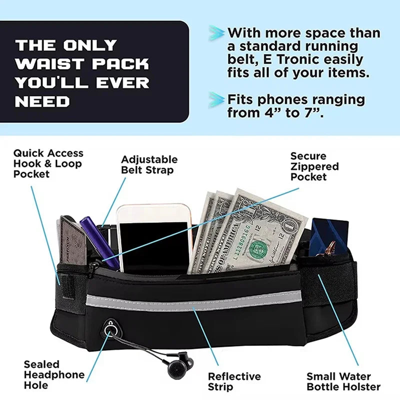 Hands Free Reflective Dog Leash With Waist Bag Retractable Belt