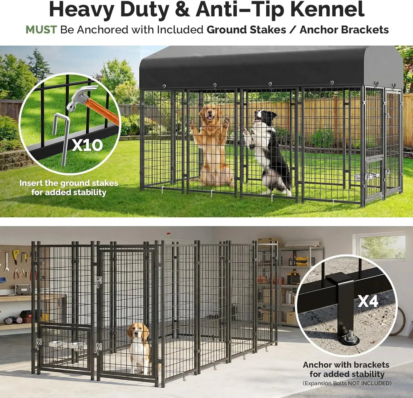 Heavy Duty Outdoor Dog Kennel With Roof Weather Resistant