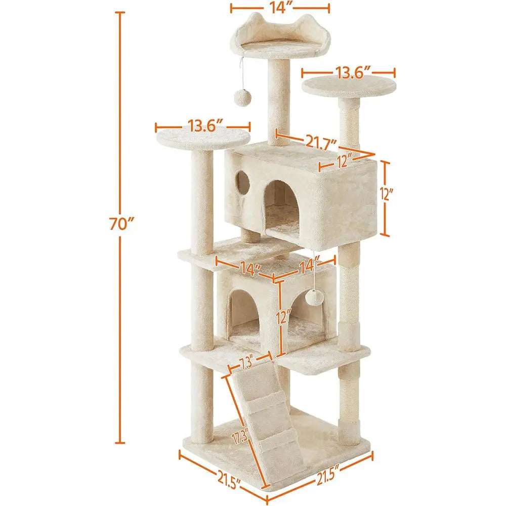 Multi Level Cat Tree With Scratching Post And Condo Perches