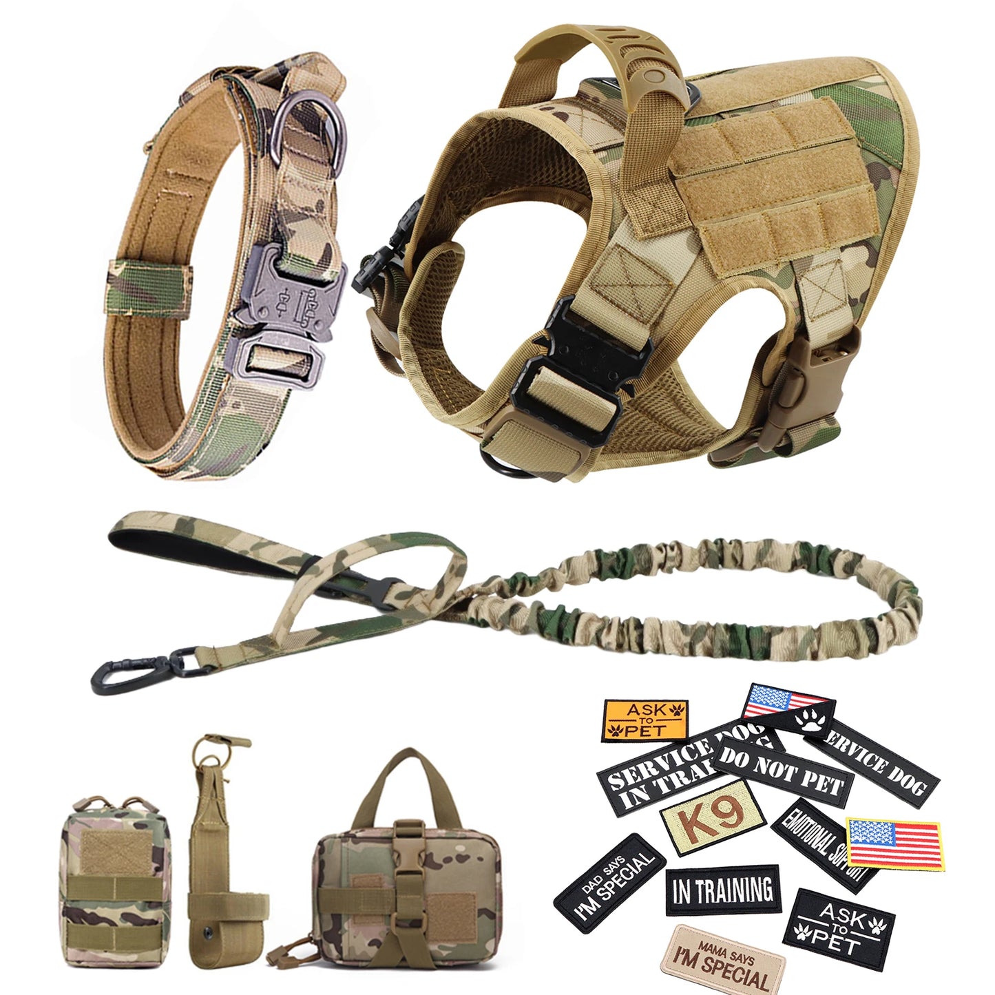 Petravel Military Dog Harness Vest Set For Malinois