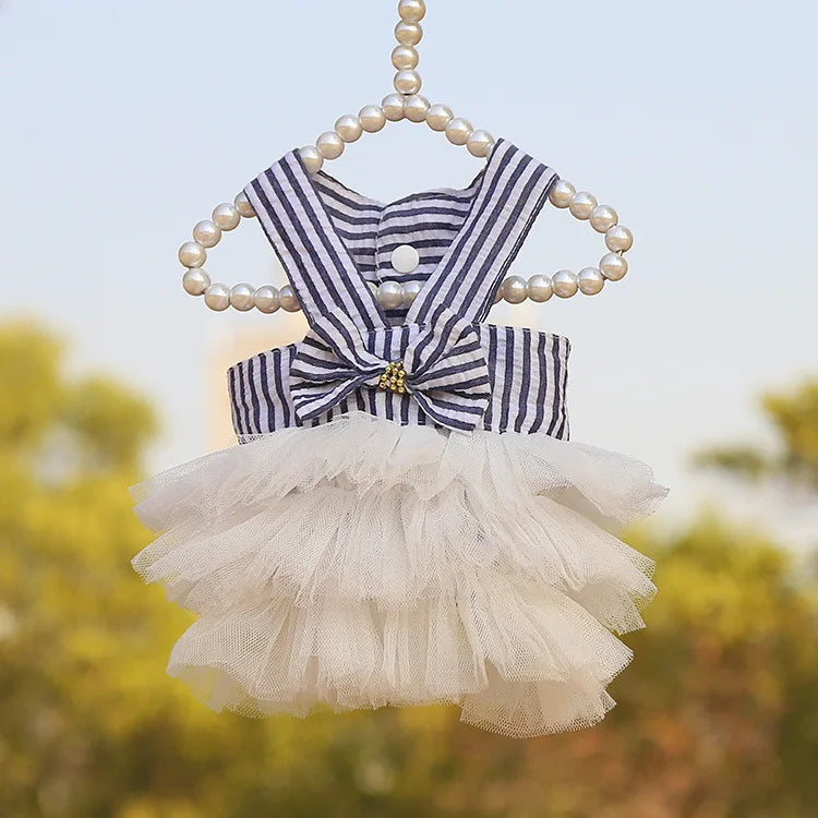 Dog Summer Dress Lace Stripe Skirt Pet Clothing