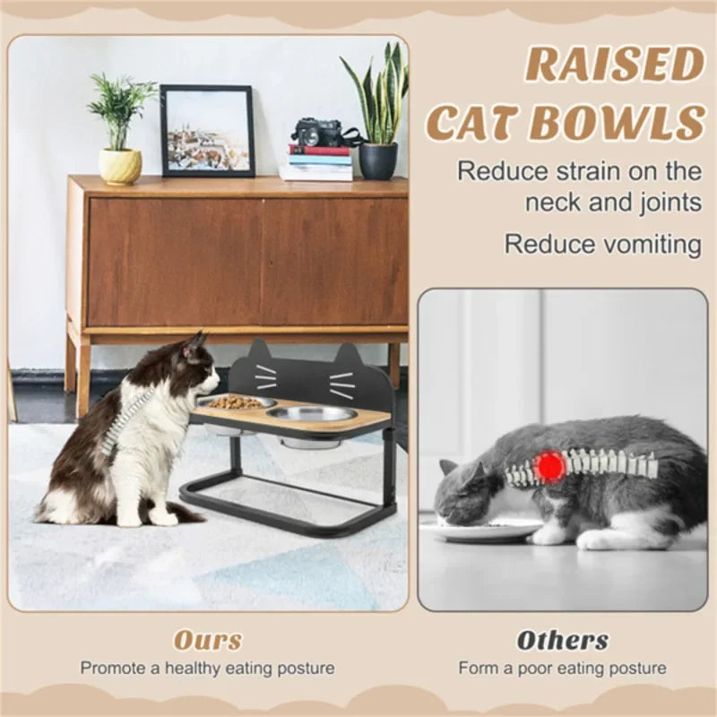 Pet Feeder With Adjustable Height Bowls For Cats And Small And Medium Dogs