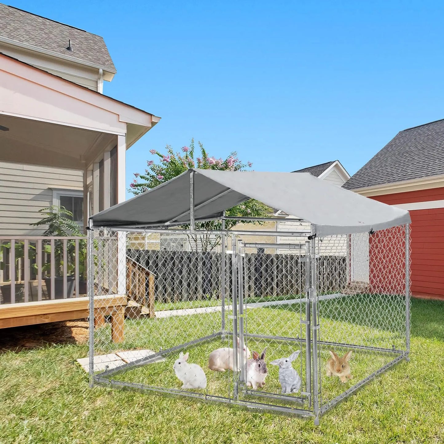 HiMISS Heavy Duty Outdoor Metal Dog Kennel Waterproof UV Cover