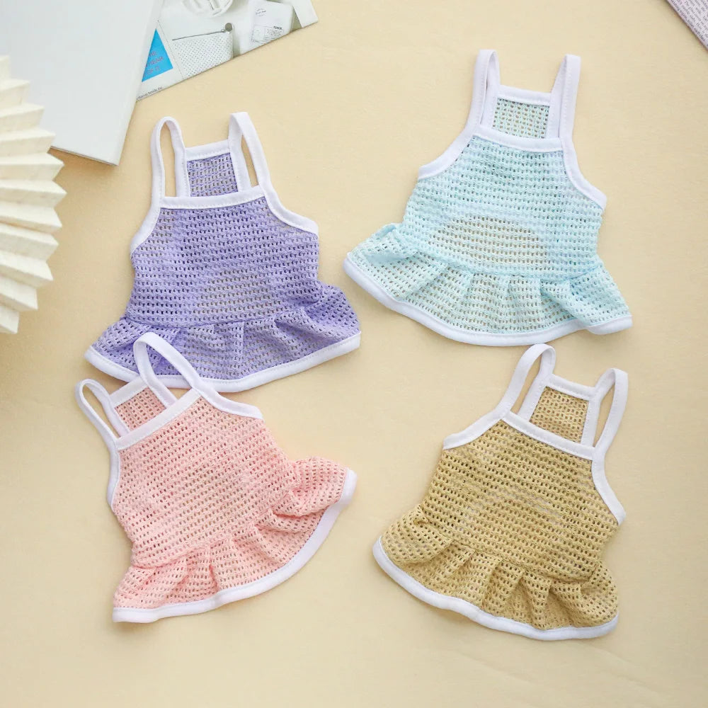 NONECN Pet Dress Mesh Breathable Strap Skirt For Cats Dogs