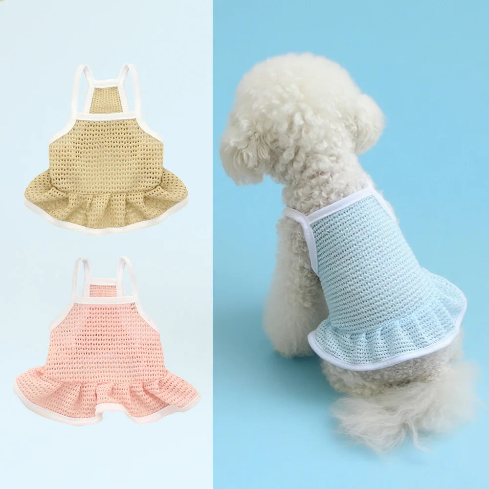 NONECN Pet Dress Mesh Breathable Strap Skirt For Cats Dogs