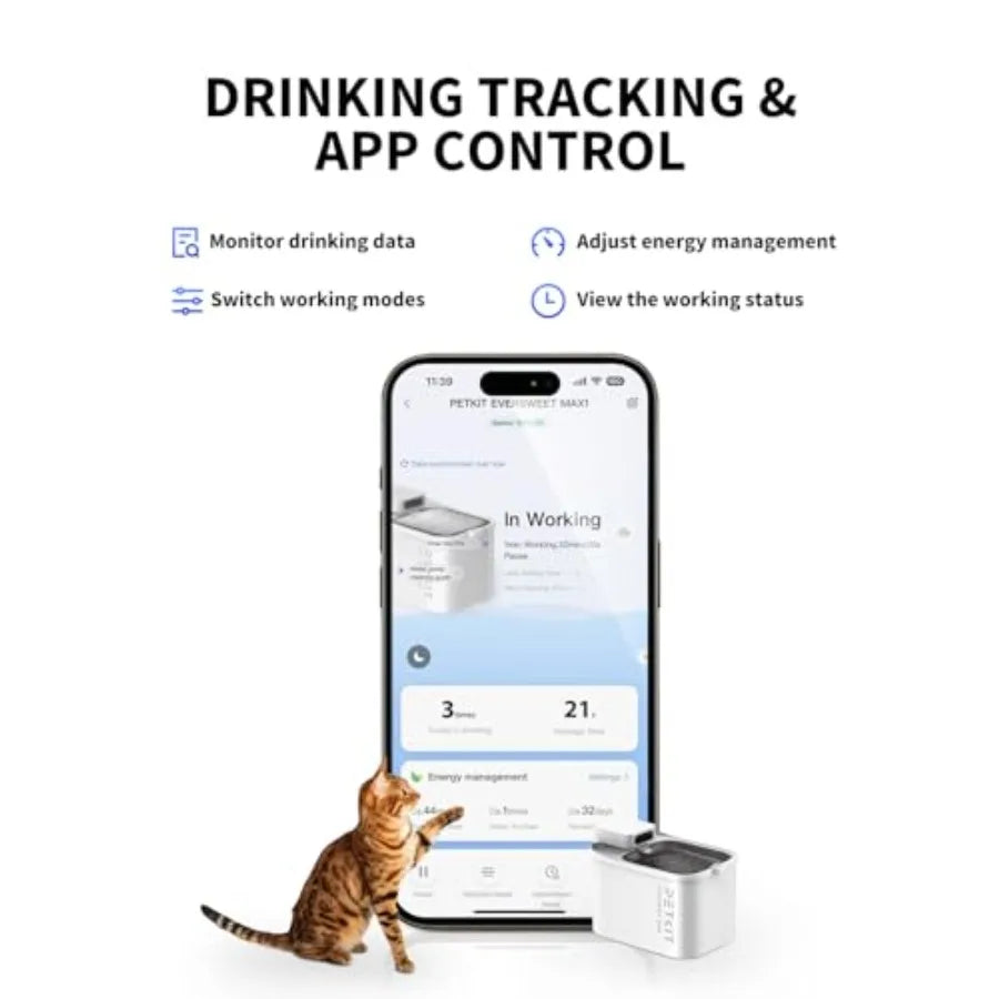 Cordless Cat Water Fountain With Motion Sensor Automatic For Pets