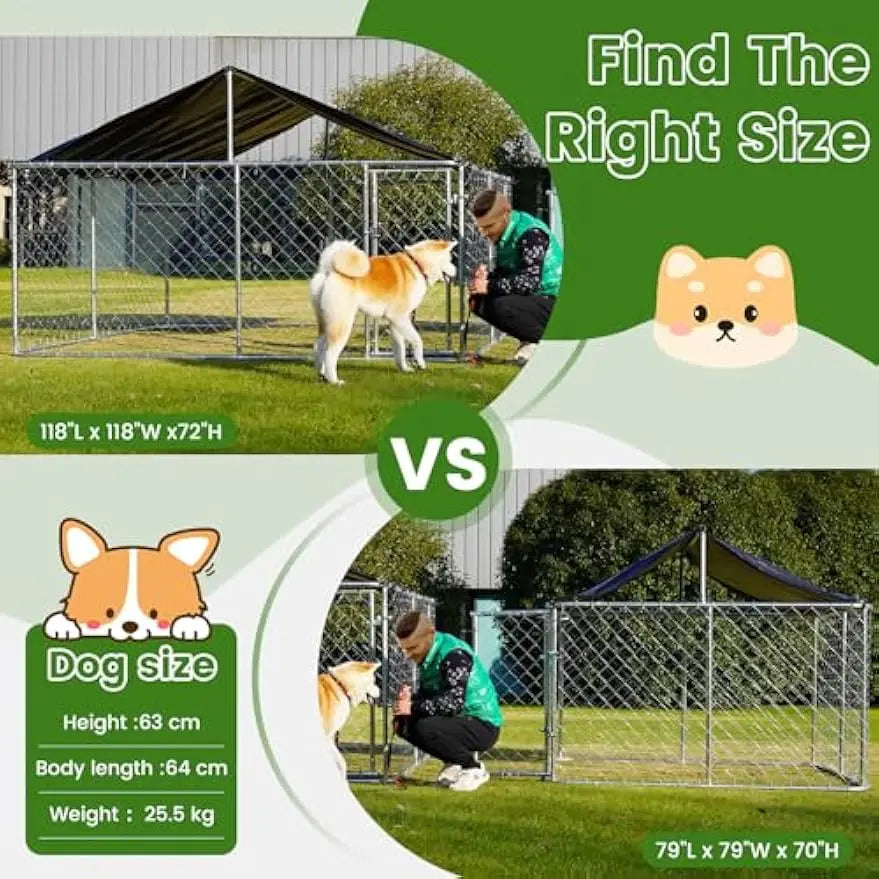 XMSJ Outdoor Heavy-Duty Steel Dog Enclosure with Secure Lock