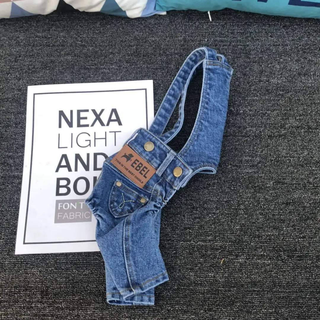 Denim Dog Overalls For Pets Cowboy Vest Costume Set