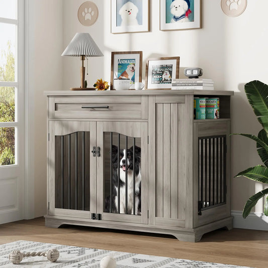HiMISS Furniture Style Dog Crate Heavy Duty Kennel With Drawer