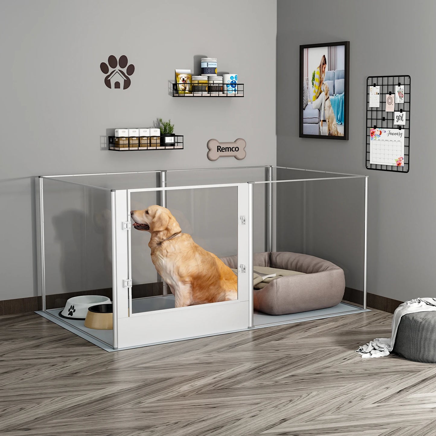 BINGOPAW Acrylic Dog Playpen Fence, 6 Panels Heavy Duty Kennels