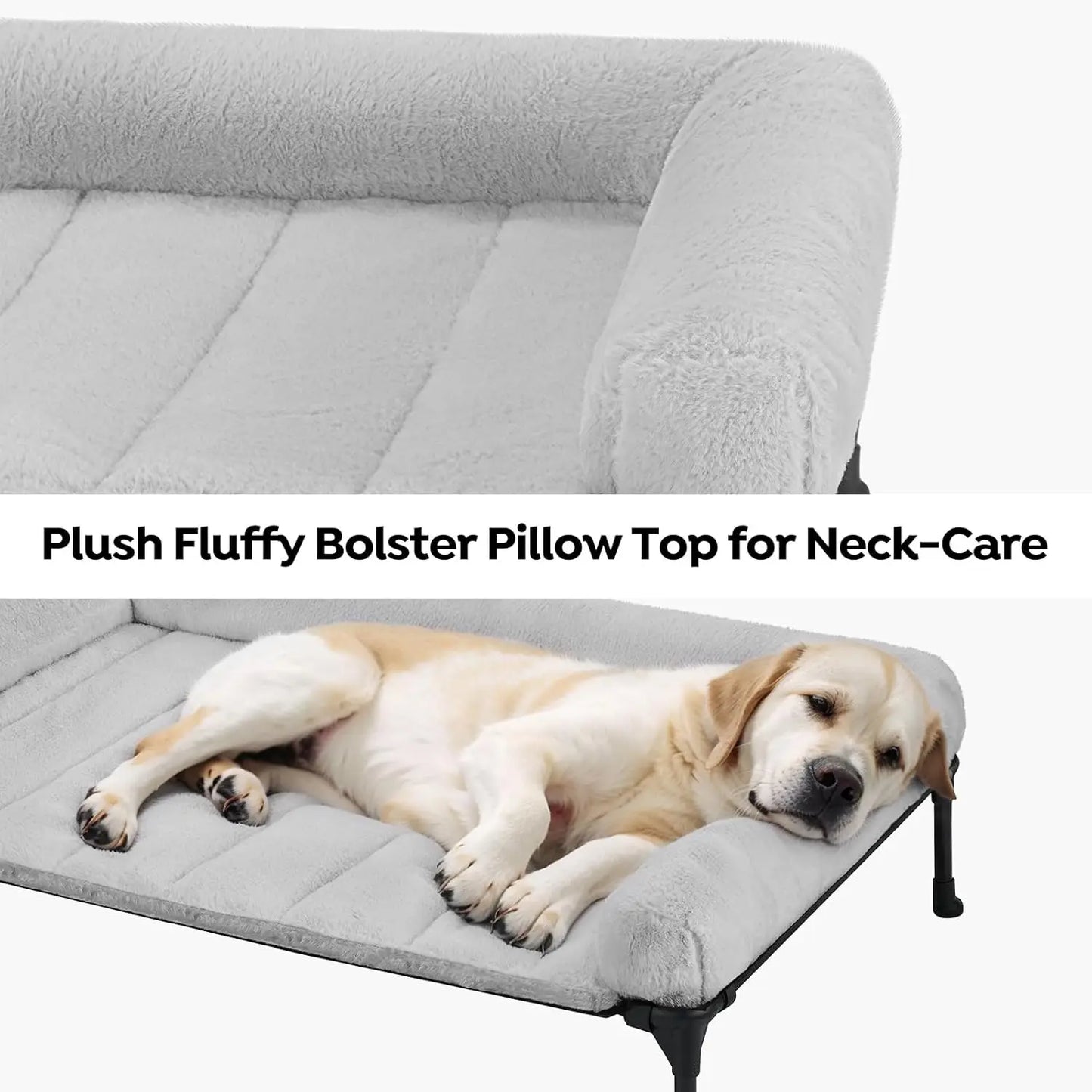 Elevated Orthopedic Dog Bed With Fluffy Bolster Non Slip Feet