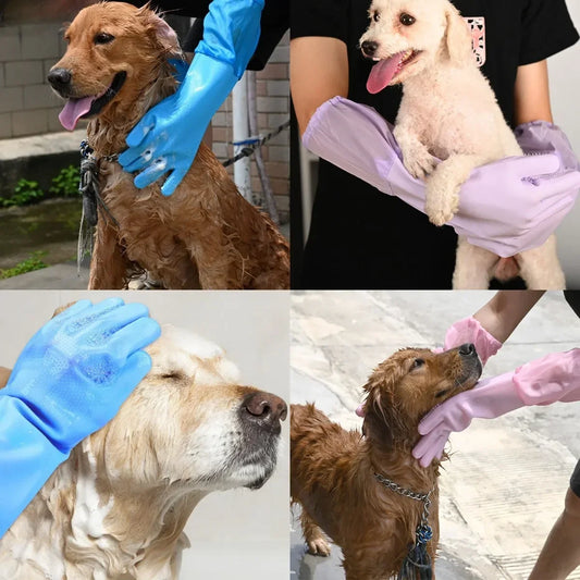 Pet Grooming Silicone Glove For Dog And Cat Bathing