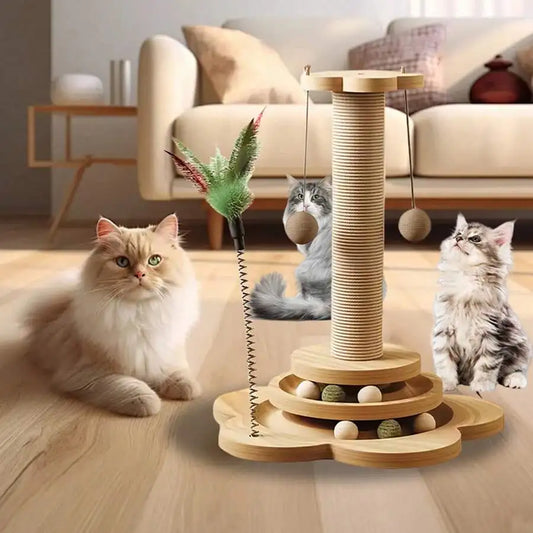 4 In 1 Interactive Toy With Scratch Pole Teaser Stick