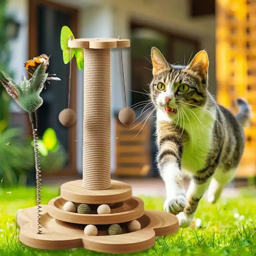 4 In 1 Interactive Toy With Scratch Pole Teaser Stick