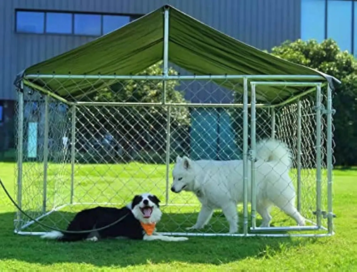 XMSJ Outdoor Heavy-Duty Steel Dog Enclosure with Secure Lock