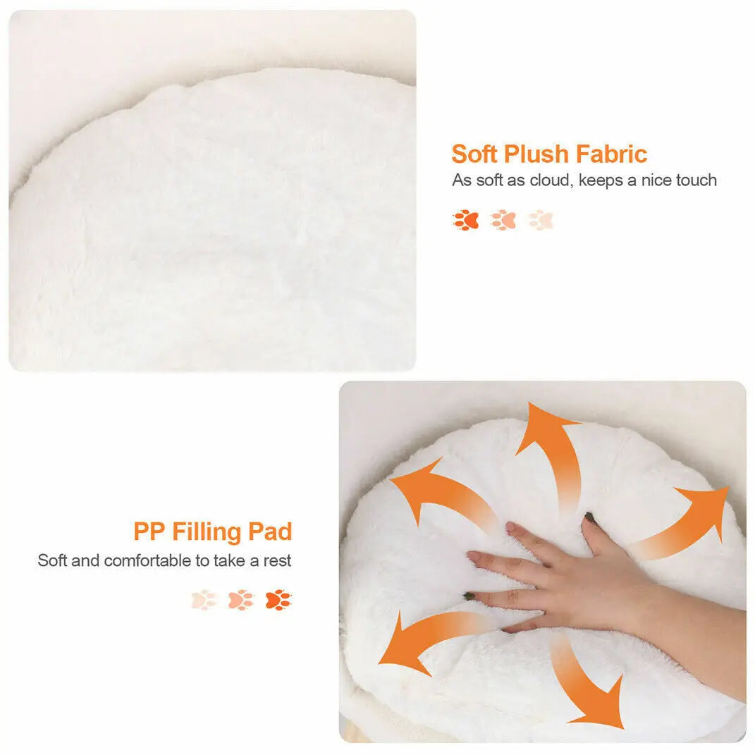 NONECN Luxury Soft Cat Bed Plush Cushion And Wood Legs