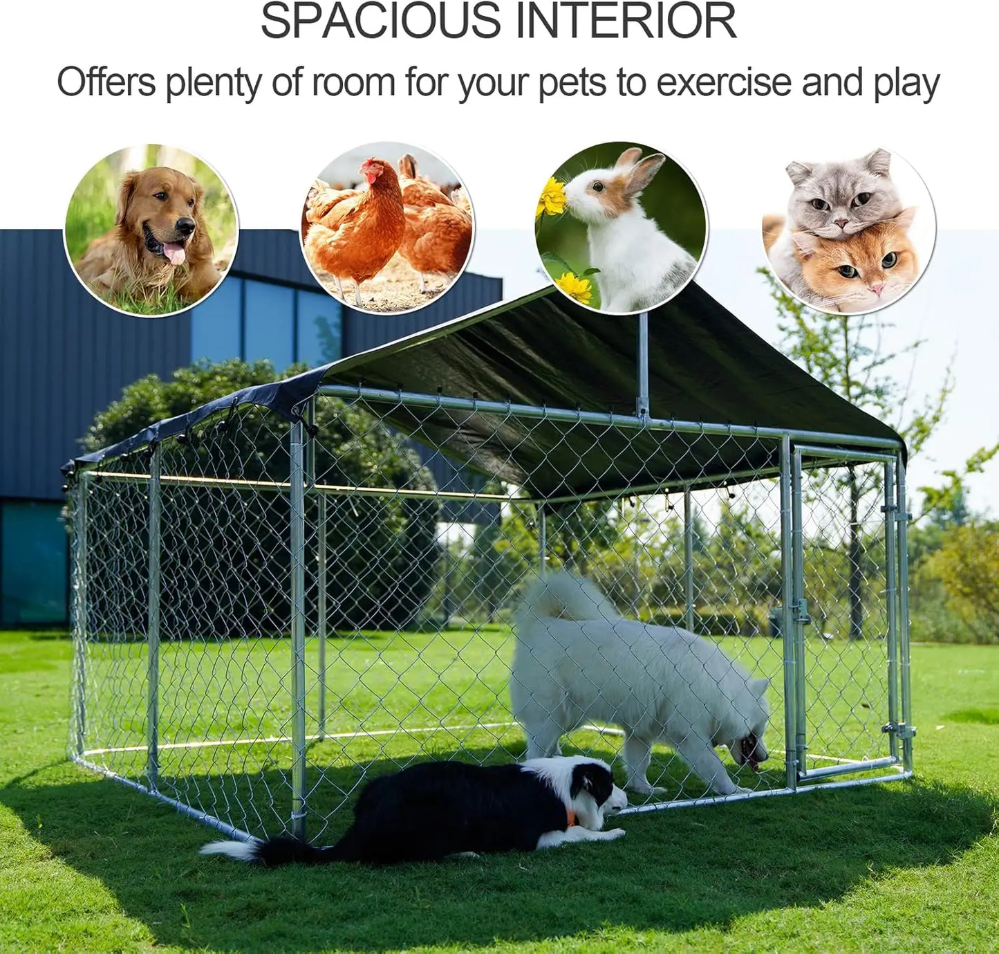 Heavy Duty Outdoor Dog Kennel With Secure Lock Galvanized Steel