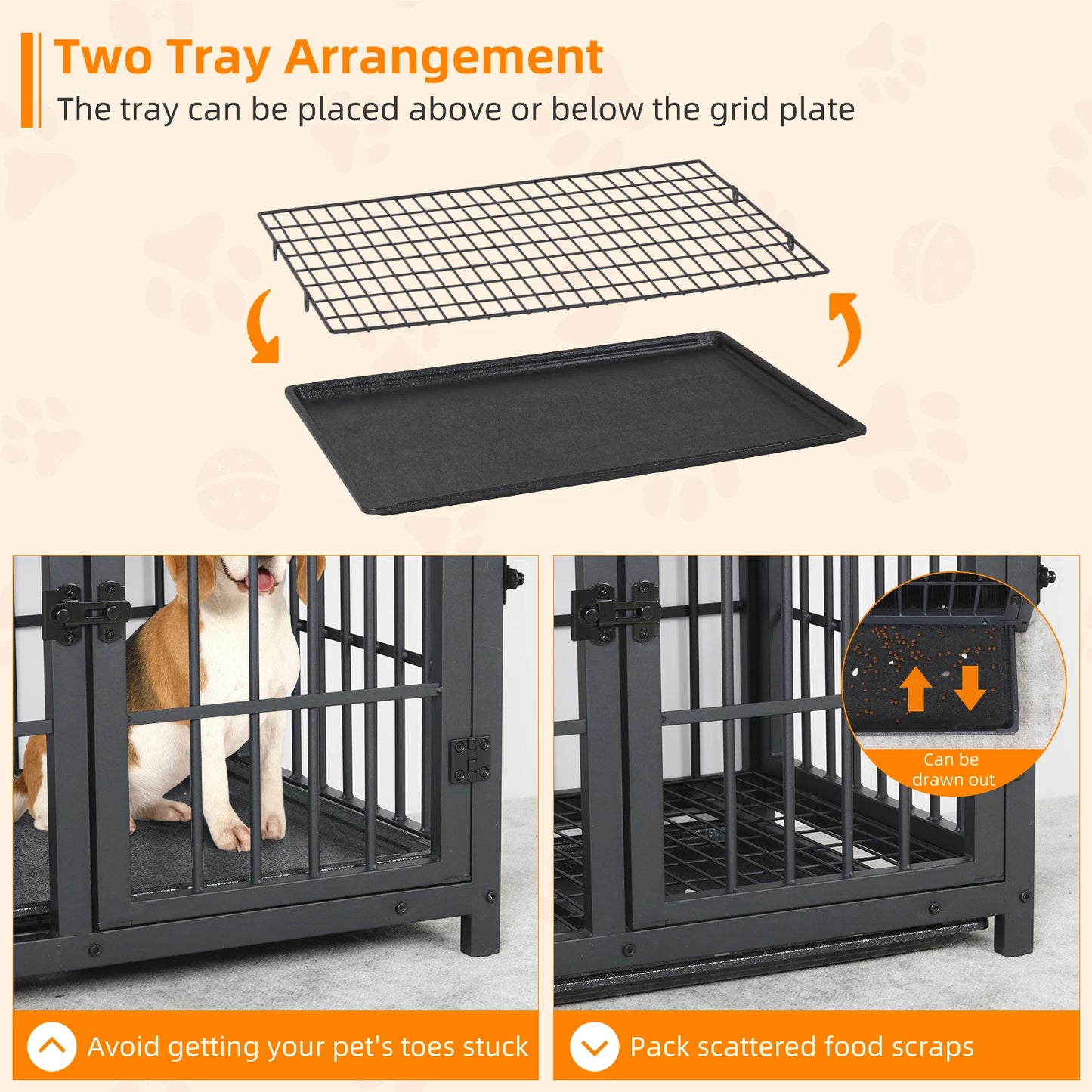 BORWART Elevated Wooden Dog Crate End Table Kennel with Tray