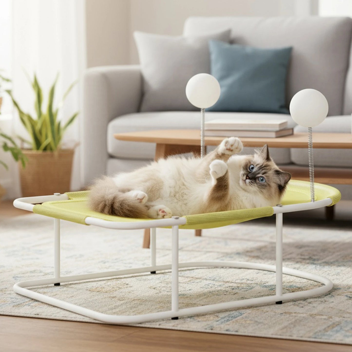 Elevated Cat Bed With Washable Mesh Free Standing Hammock