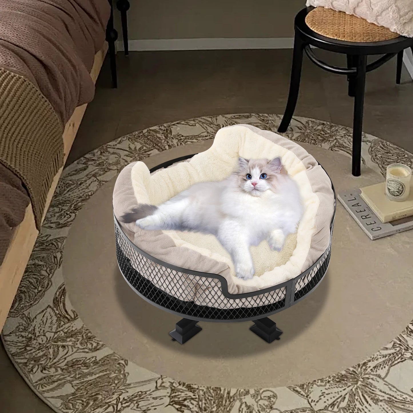 NONECN Portable Stainless Steel Elevated Cat Desk Bed Small Pets