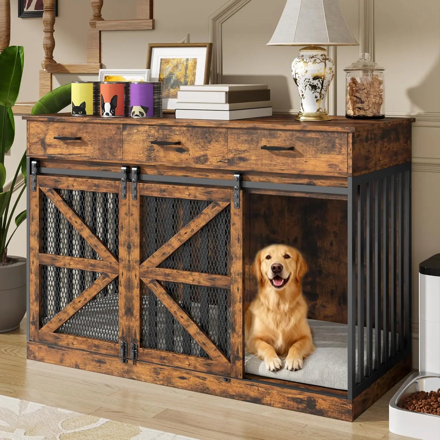 Kepptory 2 In 1 Convertible Dog Crate With Removable Divider