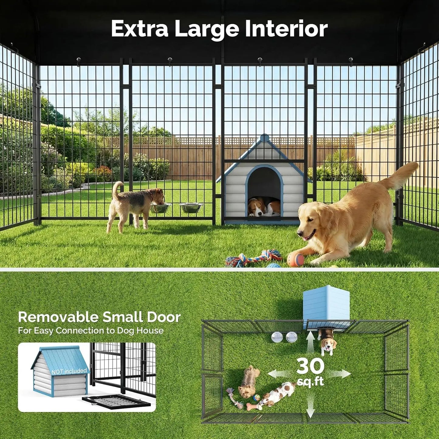 Heavy Duty Outdoor Dog Kennel With Roof Weather Resistant