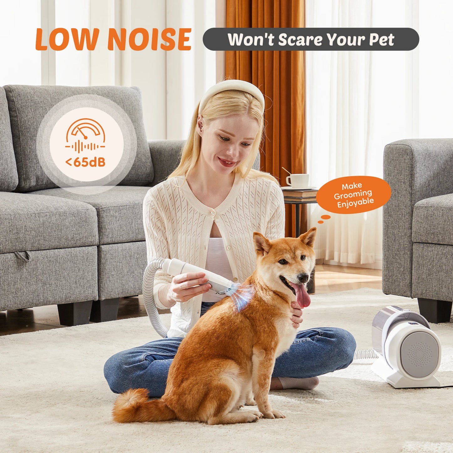 Pet Grooming Vacuum Kit With Cordless Clippers 3 Suction Modes 5 Tools