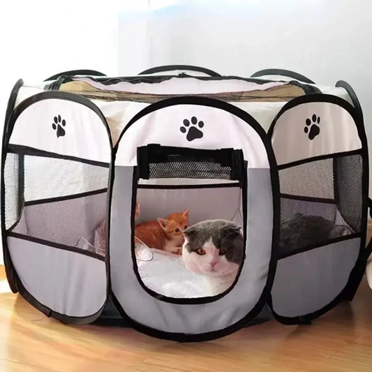 Portable Foldable Pet Tent Kennel Octagonal Shelter For Outdoor Use