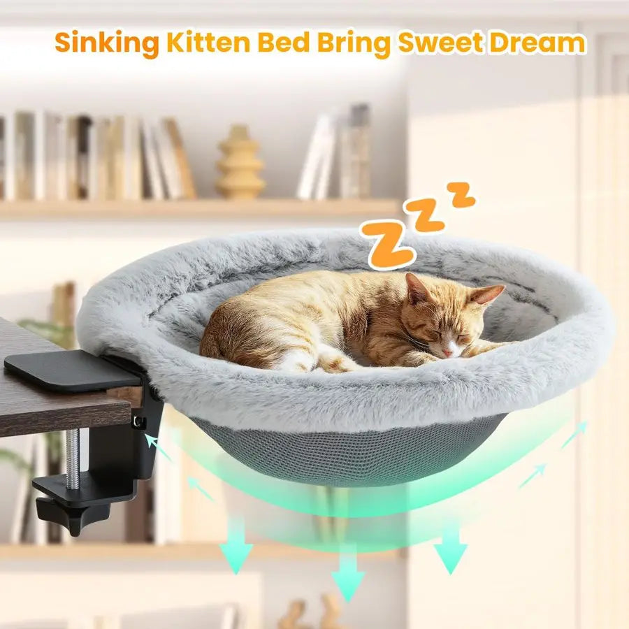 Cat Desk Bed Sunken Hammock With Steel Clamp Holds 40lbs