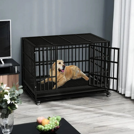 RBXC Heavy Duty Indestructible Dog Crate With Lockable Wheels