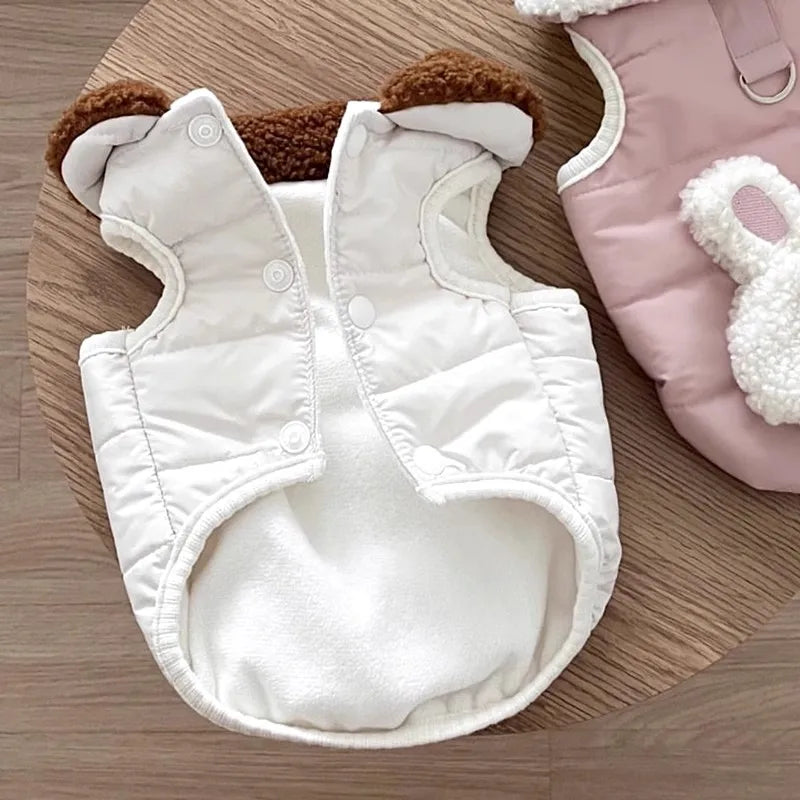 Dog Fleece Bear Rabbit Coat With Cotton Padding For Dogs