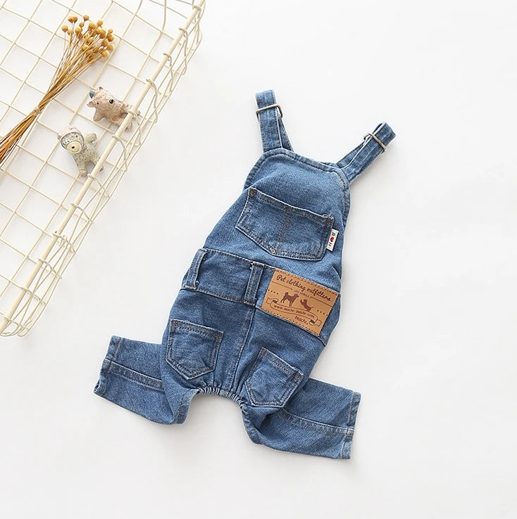 Denim Dog Overalls For Pets Cowboy Vest Costume Set