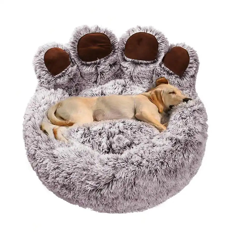 Bear-Paw Themed Winter Pet Bed For Dogs And Cats Cozy