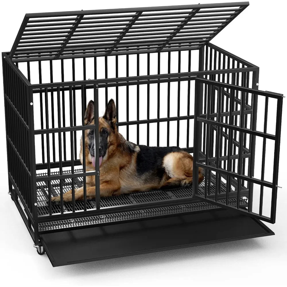 RBXC Heavy Duty Indestructible Dog Crate With Lockable Wheels