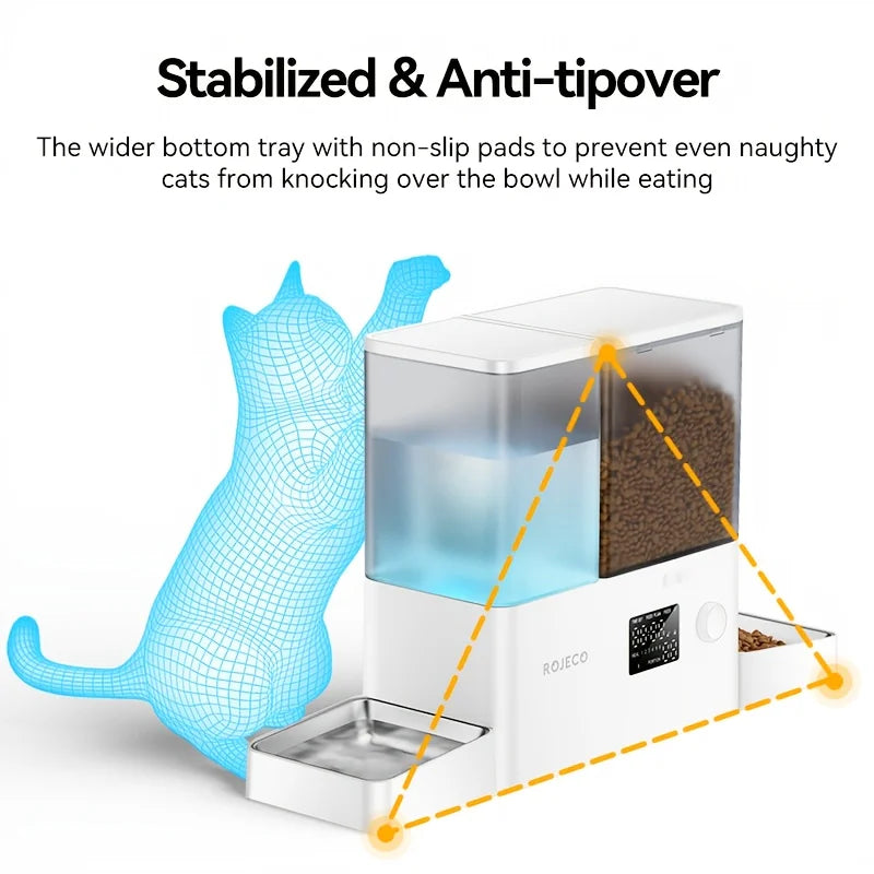 Automatic Pet Feeder And Water Fountain For Dogs And Cats With Stainless Bowl