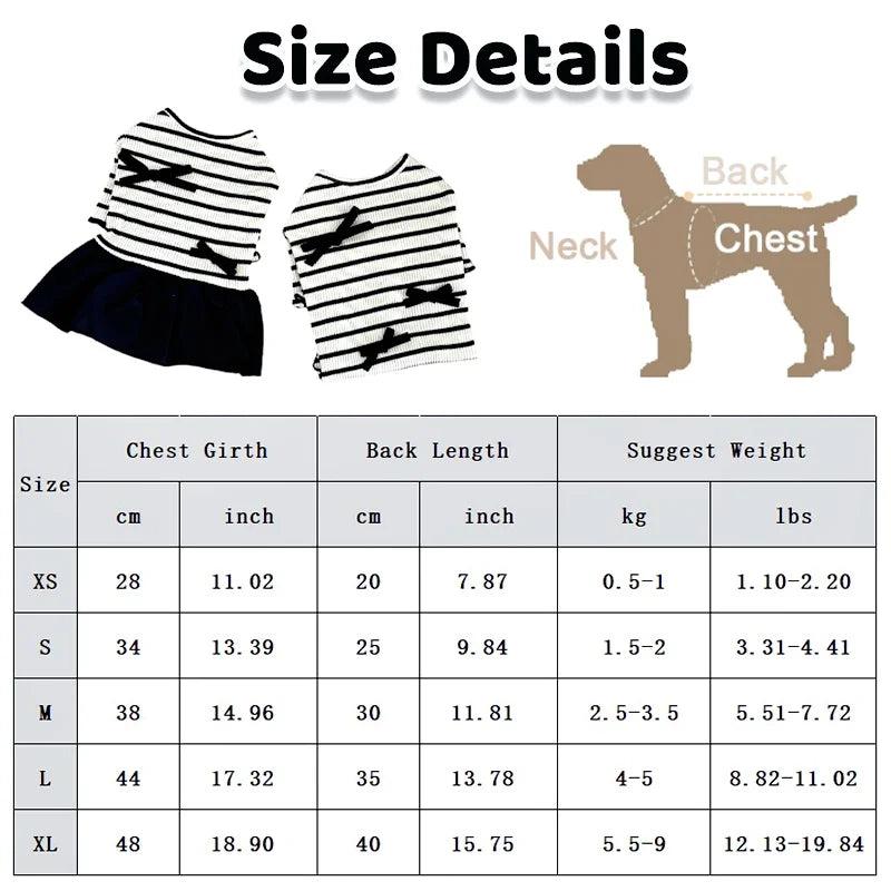 Doggyzstyle Luxury Bow Dress For Dogs Striped Print